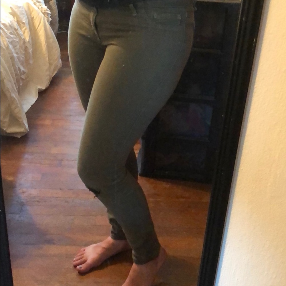 Worn Army Green Skinny Jeans